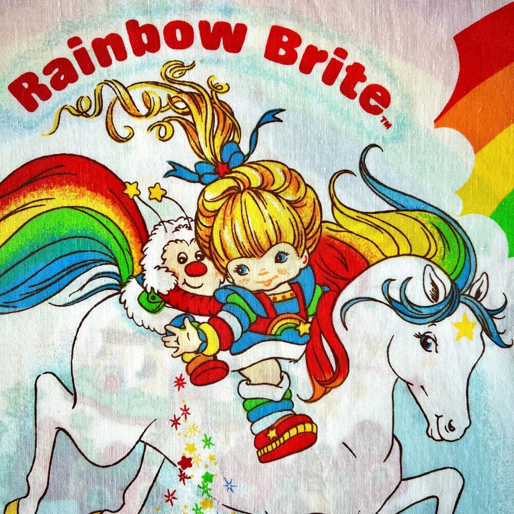 Vintage Rainbow Brite Full Flat Sheet 1983 Hallmark Bibb Stranger Things Bedding